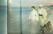 Peter Severin Kroyer sommeraften ved skagens strand, kunstneren med hustru oil painting artist
